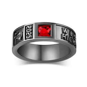 Anillo de Graduación Universitario Personalizado BOJ School Ring 051, Anillo de Colegio Secundario para Ella, con Piedra de Nacimiento, Plata 925, ¡Oferta! - Product Image 3