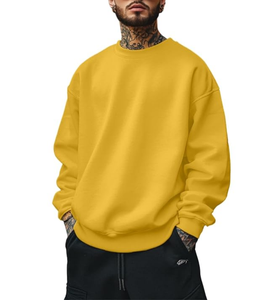Sweat-shirt pour homme de haute qualité, 380 GSM, en coton épais et polaire, coupe ample, manches longues, col rond côtelé, personnalisable OEM - Product Image 2