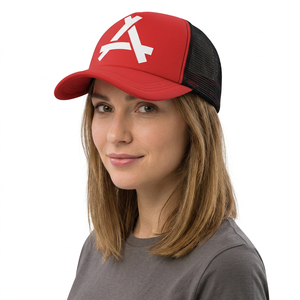 Casquette Trucker en Maille Rouge avec Logo Lettres Blanches, Fermeture à Double Boucle, Style Sportif, Idéale pour l'Extérieur Printemps-Été, Unisexe Décontracté - Product Image 3