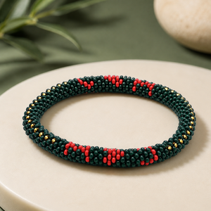 Bracelets de mode classiques unisexes multicolores en fil de coton tissé avec perles de verre du Népal, faits à la main au crochet, 18 cm, vente en gros - Product Image 5