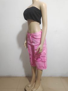 Pantalones Cortos de Mezclilla de Moda Urbana con Bolsillos, Estilo Casual de Verano, Tipo Biker, de Diseñador, Holgados, Cargo, para Mujer - Product Image 1
