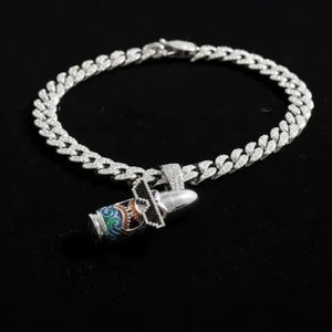 Pendentif en moissanite étincelante et perle d'eau douce, argent sterling 925 plaqué or, bijoux de mode hip-hop, cadeau - Product Image 4