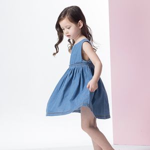 ODM Robes ouvertes d'été à glissière au dos bleu solide pour enfants et enfants - Product Image 3
