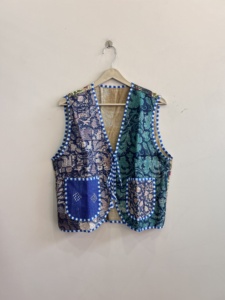 เสื้อกั๊กสไตล์วินเทจสำหรับผู้หญิงและผู้ชาย  ผ้าฝ้ายคันธา  ไม่มีแขน  มีกระเป๋า  ระบายอากาศได้ดี - Product Image 2