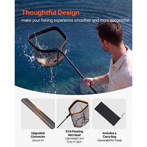 Filet de pêche pliable en fibre de carbone avec manche télescopique et housse en nylon - Product Image 4