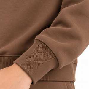 Sudadera de Forro Polar Marrón para Hombre, Sudadera con Capucha y Cuello Redondo, Estilo Casual Urbano - Product Image 4