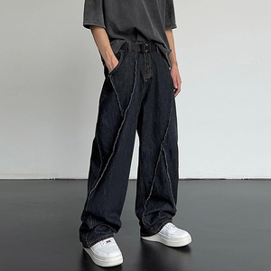 Pantalones Vaqueros Anchos de Mezclilla para Hombre, Estilo Retro, Corte Holgado, Lavado Negro - Product Image 3