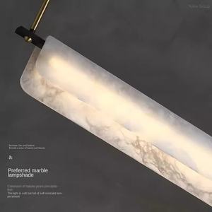 Modern Rectangular <b>Led</b> Linear <b>Ceiling</b> Pendant <b>Light</b> OfficeLiving Room <b>Bedroom</b> Art Alabaster Decoration Chandelier - Product Image 3
