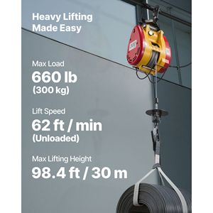 Portable Power Winch Crane 1500W 2-in-1 Electric <b>Hoist</b> Winch 660 Lbs Capacity 98.4 ft Lifting Height 62 Ft/min Wired 12000lb - Product Image 2