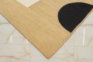 พรมปูพื้นลายเรขาคณิตสีดำขาว ทอมือจากเส้นใยปอกระเจาธรรมชาติ สไตล์โมเดิร์นโบโฮ สำหรับตกแต่งบ้าน - Product Image 5