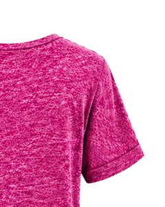 Camiseta de Mujer con Cuello en V, Diseño Abstracto Magenta Personalizado, Manga Corta, con Bolsillo, Ligera, Transpirable, Moda Verano - Product Image 3