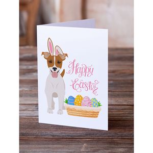 Whimsical A7 tamaño 5x7 marrón y blanco liso Jack Russell Terrier paquete de tarjetas de felicitación de Pascua 8 tarjetas de nota en blanco con sobres - Product Image 2