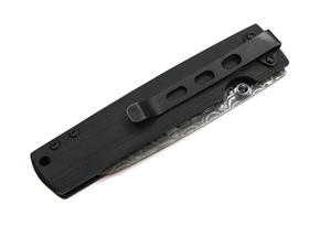 Couteau de camping multifonctionnel en acier Damas noir de qualité industrielle avec système de verrouillage sécurisé, étui en cuir, personnalisation OEM, garantie 1 an - Product Image 3