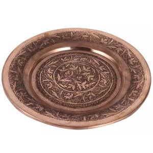 Vintage Copper Embossed Charger <b>Plate</b> Wedding Event Tableware <b>Decorative</b> Antique Metal Round Service Underplate Banquet Bulk Set - Product Image 6