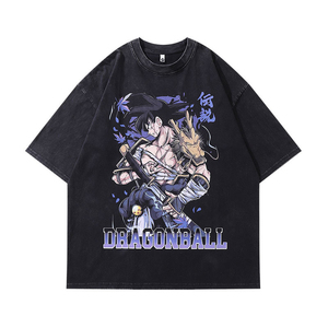 Camisetas de Algodón 100% con Diseño Goku, Estampadas, de Alta Densidad (GSM), Transpirables, Ecológicas, Holgadas, Tallas Grandes para Hombre, Lavado Claro, Venta al por Mayor - Product Image 1