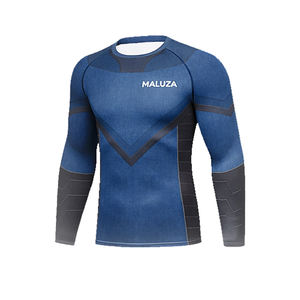 Camiseta Deportiva de Compresión para Hombre, Manga Larga, para Gimnasio, Fitness, Entrenamiento, Running, Protección UV UPF50, Secado Rápido, Transpirable, MALUZA - Product Image 3