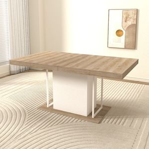 Tavolo da Pranzo Allungabile Rettangolare in Legno Effetto Invecchiato per 6-10 Persone 160-200 cm - Product Image 2
