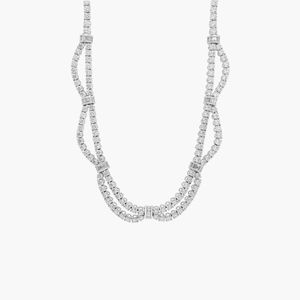 Baguette And Round Diamond <b>Necklace</b> In White Gold - Product Image 1