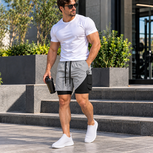 <b>Mens</b> Lightweight Training <b>Shorts</b> with Compression Liner and Back <b>Towel</b> Loop Custom Sportswear - Product Image 6