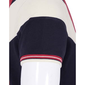 Polo à manches courtes pour homme, style preppy, coupe classique, tricoté, color-block, rouge, marine, blanc - Product Image 4