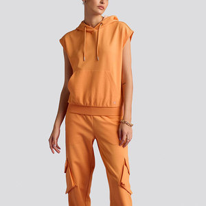 Sudadera sin Mangas con Capucha para Mujer, Tejida, de Color Sólido, de Algodón Transpirable, Informal, para Verano - Product Image 5