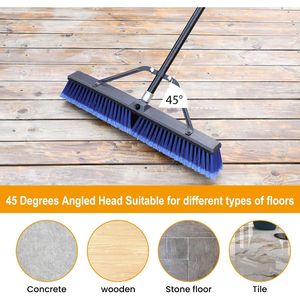 Balai à pousser bleu de 24 pouces pour le nettoyage extérieur des terrasses, allées, garages, cours, patios et sols en béton - Product Image 1