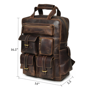 Custom High-End <b>Backpack</b> Genuine <b>Leather</b> Women's <b>Backpack</b> <b>Large</b> Capacity Bag From India - Product Image 5