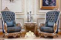 Chaises longues de luxe à dossier haut de style maharaja Chaise du trône du roi lion doré Utilisation domestique Bois traité Taille personnalisée