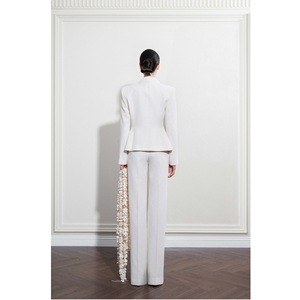 Eco Friendly Products Women's Pants NOIR RELAXED TROUSERS <b>SAND</b> JACQUARD 61% Rayon 39% Cotton Elegant Women's Pants Set - Product Image 2