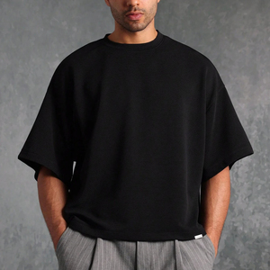 เสื้อยืดผู้ชายขายดี คุณภาพสูง คอวี ทรงปกติ ผ้าหนานุ่ม ซักแบบวินเทจ ผ้าฝ้ายถัก 100% หนา GSM - Product Image 1