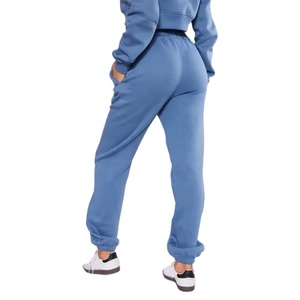 Ropa informal para mujer: conjunto de 2 piezas con logotipo personalizado, Sudadera corta con capucha y pantalones de chándal para correr, sudadera lisa de felpa francesa - Product Image 5