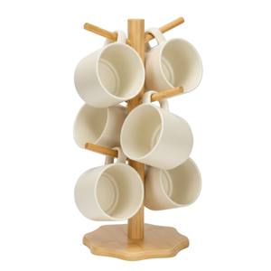 Soporte de Madera de Lujo para Tazas con 6 Ganchos, Organizador de Tazas de Café y Té para Mesa, Ahorra Espacio, Exhibidor de Cocina - Product Image 1