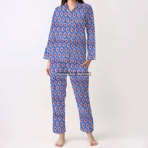 Ensemble en coton indien pour femmes imprimé à la main printemps/été Floral/caractère/lettre/motif/vacances/motif de cocotier - Product Image 3