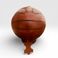 Ballon de football Geoffrey Brown, années 1900, patine antique, cuir de vache, bois restauré, vieilli, ciré, léger, durable, taille 5, décoration sportive