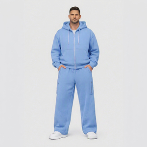 Conjunto de Sudadera con Capucha Extra Grande y Pantalones Deportivos Holgados de Alta Calidad para Hombre, Chándal Deportivo Informal Personalizado de Punto Liso para Hombre - Product Image 1