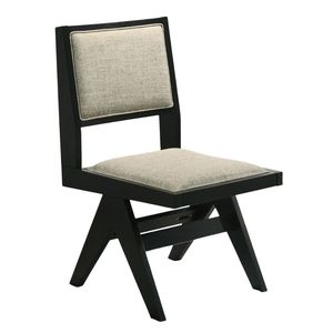 Sedie da Pranzo Contemporanee in 2 Pezzi, Nere con Rivestimento in Tessuto Grigio Chiaro, Senza Braccioli, per Sala da Pranzo - Product Image 5