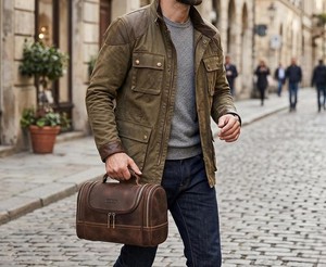 Handmade Genuine Leather Toiletry Bag Mens Dopp <b>Kit</b> Travel Wash Bag <b>Shaving</b> <b>Kit</b> Organizer Custom Logo Bulk TYG-0123 - Product Image 5