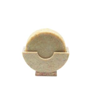 Made in India Factory Round Natural Soapstone <b>Coaster</b> Set Contemporary Design Tableware Home Decor at Best Wholesale Price - Product Image 1