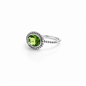 Oval Peridot <b>Dainty</b> 925 Sterling Silver <b>Ring</b>, Handmade Minimalistic Silver <b>Ring</b>, Birthstone <b>ring</b>, Natural Gemstone Peridot <b>ring</b> - Product Image 2
