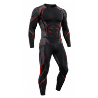 Ensemble de survêtement de compression pour hommes à séchage rapide, comprenant un haut à manches longues et un legging extensible, idéal pour le sport, la gym et le fitness.