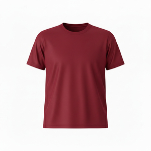 เสื้อยืดคอกลมแขนสั้นสีพื้นสำหรับผู้ชาย ทรงปกติ สวมใส่สบาย ผ้าเจอร์ซีย์ถัก 100% ผ้าฝ้าย สีแดง ระบายอากาศได้ดี - Product Image 1