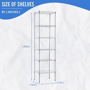 Verstellbares Aufbewahrungsregal aus Kohlenstoffstahl für Geschäfte, Chrom-Finish, 16,7 L x 11,8 B x 63,6 H, Lebensmittelsicher - Product Image 5