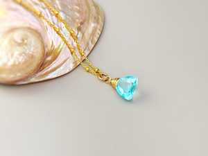 Collier Topaze Bleu Ciel en Or 14 carats, Argent Sterling et Or Rose, Pendentif en Pierre Précieuse, Quartz Bleu, Bijou Fait Main, Pierre de Naissance de Novembre - Product Image 1