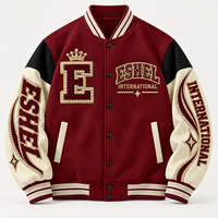 Blouson Bomber Homme Brodé Lettres Style Universitaire Color Block Boutons Pression Hip Hop Automne Vente en Gros Personnalisation OEM