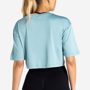 Customize Oversized Women High Quality <b>Acid</b> Wash <b>Drop</b> Shoulder Thick Heavyweight T-Shirt Crop Tops for Women - Product Image 2