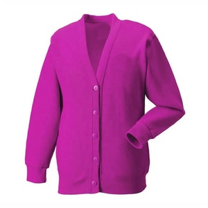 Cardigan unisexe tendance décontracté à col en V en tricot de laine/acrylique couleur unie avec patchs en chenille personnalisés - Product Image 4