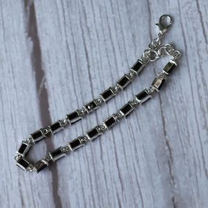 Pulsera de ónix negro natural, plata de ley 925, hecha a mano, única, impresionante, cadena tipo tenis, regalo de joyería para mujer - Product Image 4