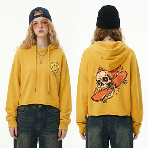 เสื้อฮู้ดลายหัวกะโหลกสไตล์นักเดินเรือ 350GSM สีน้ำเงินกรมท่า ล้างสีแบบ Mineral Wash สำหรับผู้หญิง ลายกราฟิกหอกยิงปลา แขนเสื้อพิมพ์ลายตาข่าย ทรงโอเวอร์ไซส์ จากผู้ผลิต - Product Image 3