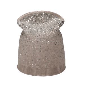 Bonnets d'hiver chauds pour femmes Bonnets en coton pour dames Bonnets en tricot avec strass - Product Image 5