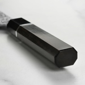 Couteau de chef artisanal sur mesure Edge Master Manufacture, acier Damas, manche en bois d'ébène, étui en cuir, lame de 8 à 9,9 pouces, ambidextre - Product Image 2